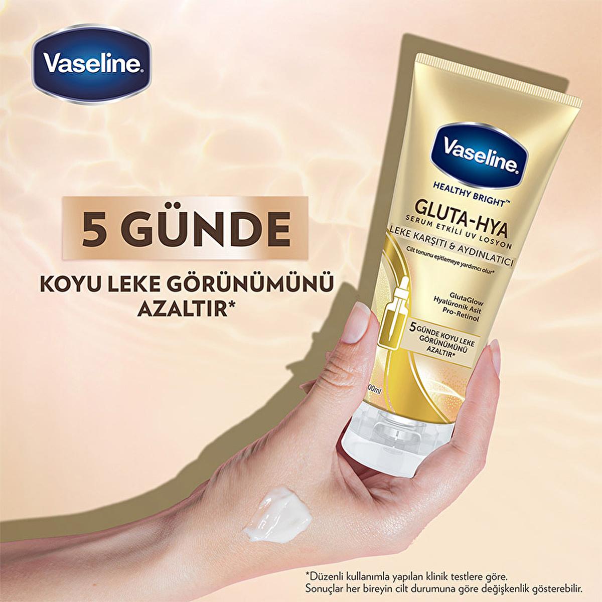 Vaseline Gluta-Hya Serum UV Protective Hydrating Body Lotion - Brightening, Non-Greasy Moisturizer with GlutaGlow Technology Vaseline Gluta-Hya Serum UV Body Lotion - Hydrating &amp; Brightening Vaseline Gluta-Hya Serum, UV protective lotion, Hydrating body serum, Brightening skin care, Non-greasy moisturizer, GlutaGlow technology, Hyaluronic Acid, Pro-Retinol, UVA protection, UVB protection, Serum-effective moisturizer, Body lotion for dry skin, Skin brightening products, Moisturizer with sun protection, Daily