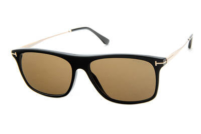 Tom Ford FT0588 01E Square Sunglasses with Black Lenses 57mm