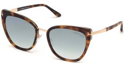 Tom Ford 717 53Q Brown Patterned Sunglasses with Blue Lenses