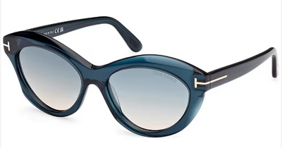 Tom Ford TF 1111 92P Blue Transparent Square Sunglasses 55mm
