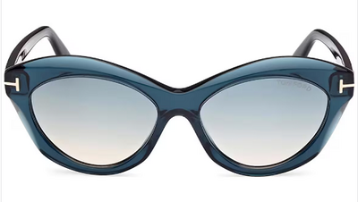 Tom Ford TF 1111 92P Blue Transparent Square Sunglasses 55mm