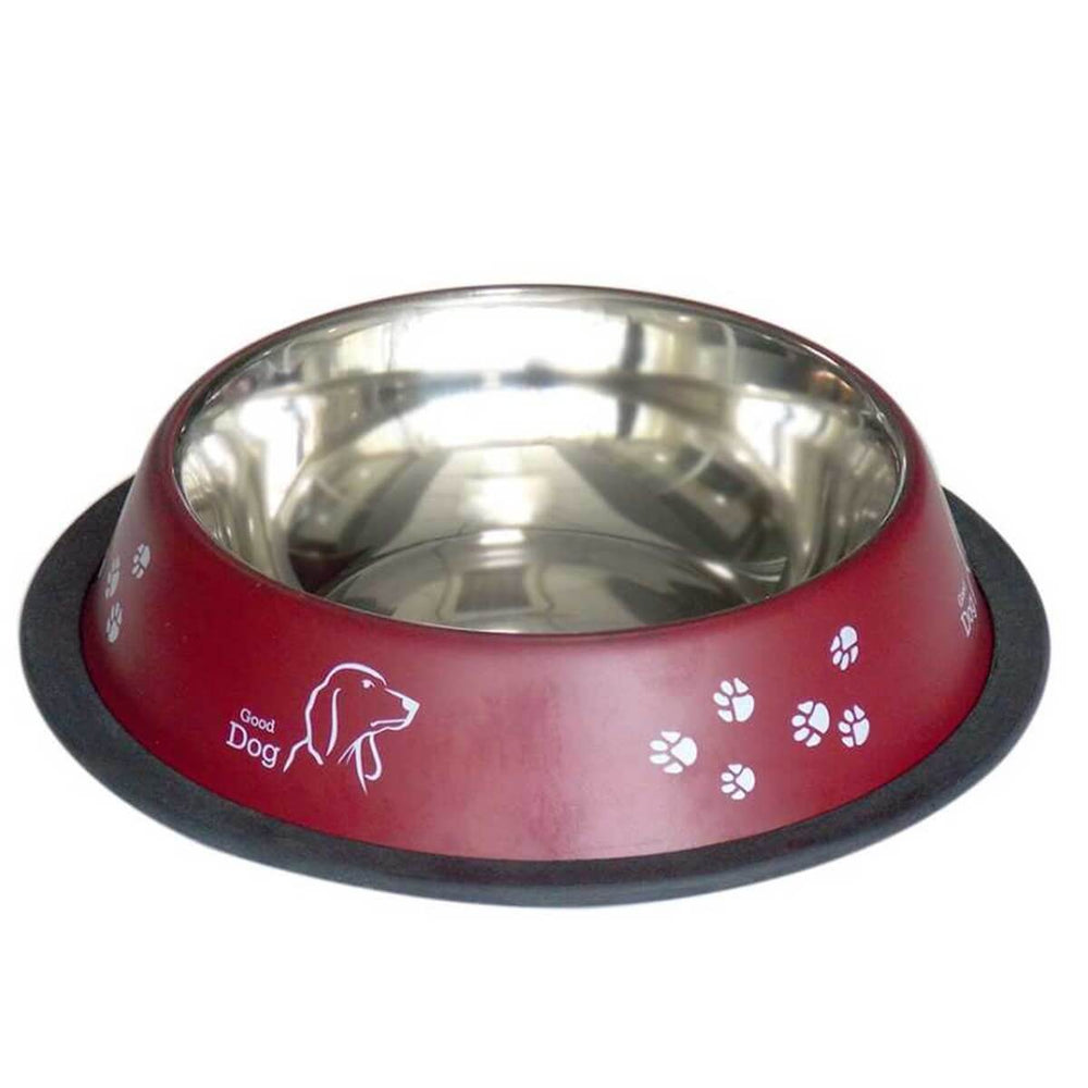 Tommy Steel Pet Food Bowl Non-Slip Base Burgundy 24 oz