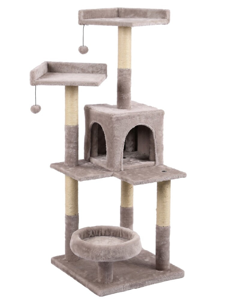 Tommy Multi-Level Luxury Beige Cat Tree with Scratching Post 121cm