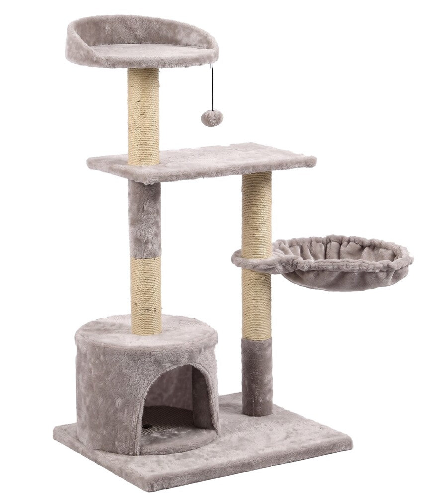 Tommy Multi-Level Luxury Grey Cat Scratching Tree House 116cm