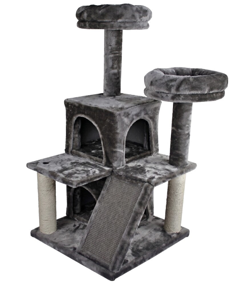 Tommy Multi-Level Luxury Grey Cat Tree with Scratching Post 116cm