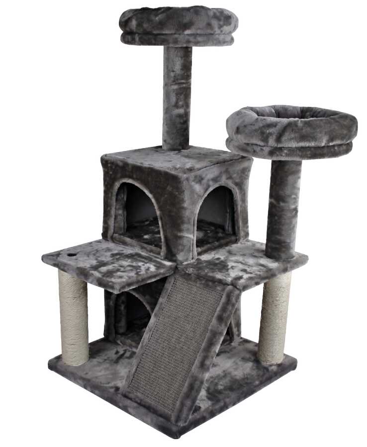 Tommy Multi-Level Luxury Grey Cat Tree with Scratching Post 116cm