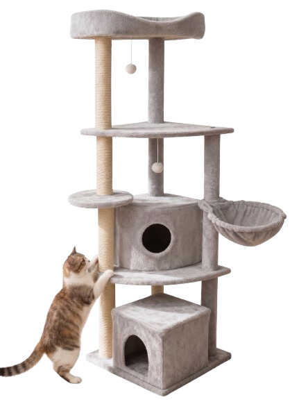 Tommy Multi-Level Luxury Grey Cat Scratching Tree 158cm