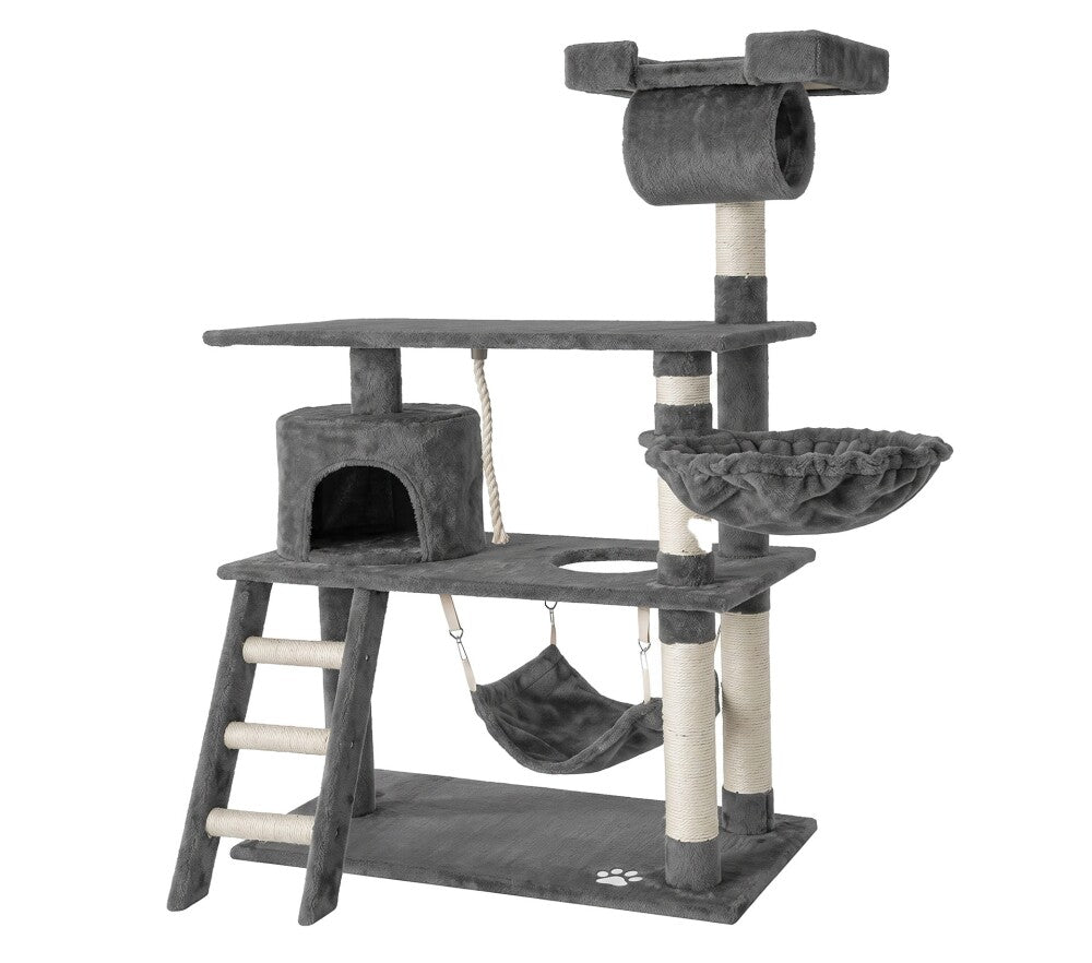 Tommy Multi-Level Luxury Grey Cat Tree with Scratching Posts 141cm