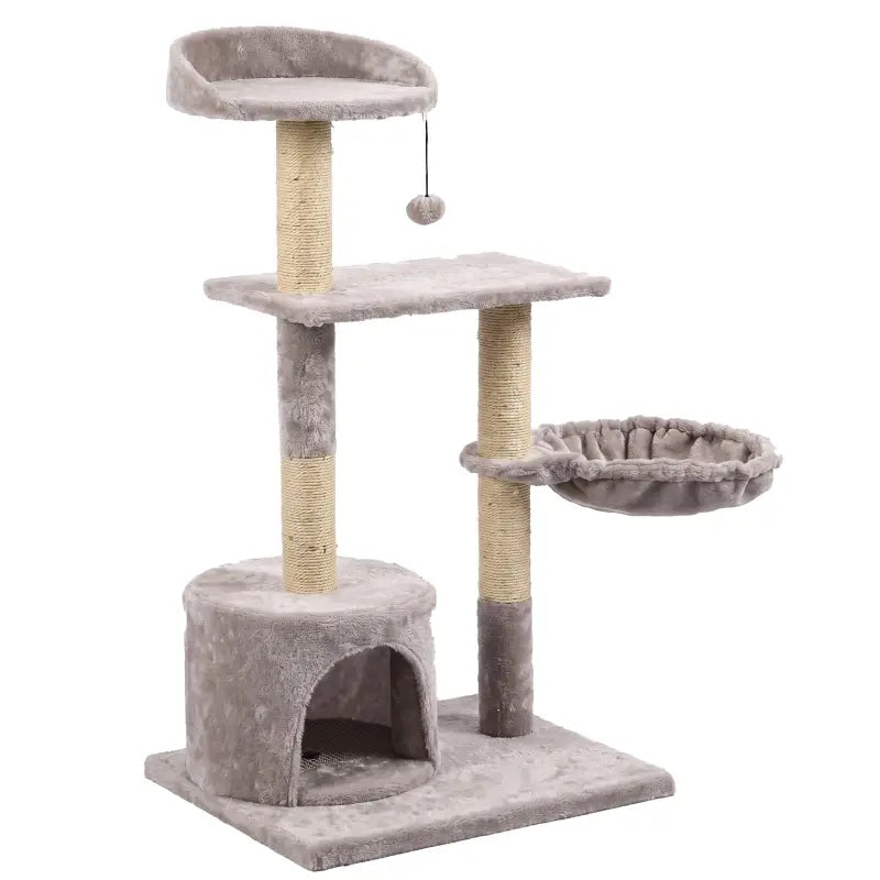 Tommy Multi-Level Luxury Cat Tree with Sisal Scratching Posts Gray 50x40x102 cm