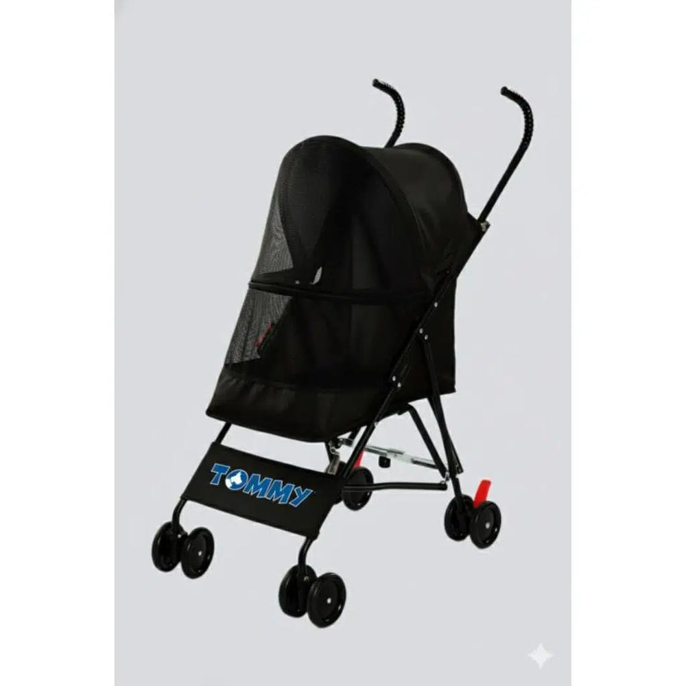 Tommy Pet Stroller Black Compact Travel Carrier 60x43x94cm
