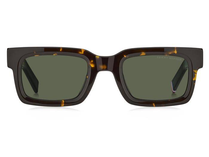 Tommy Hilfiger Men's Rectangular Sunglasses Brown Tortoise 49mm