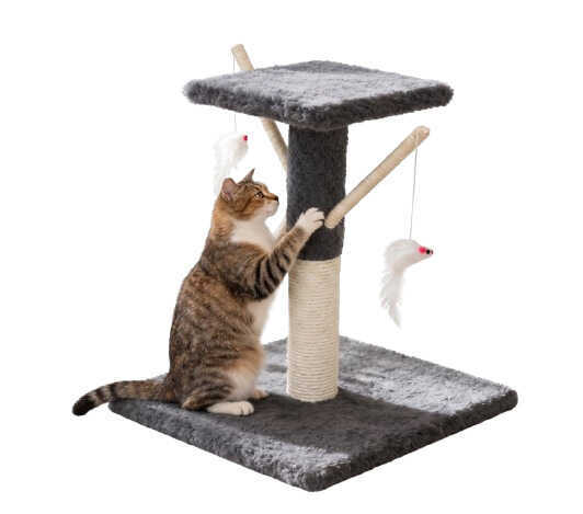 Tommy Terrace Grey Cat Scratching Post with Observation Deck 43cm