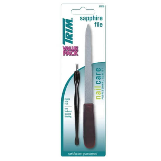 Trim Sapphire Nail File with Cuticle Pusher 1 pc