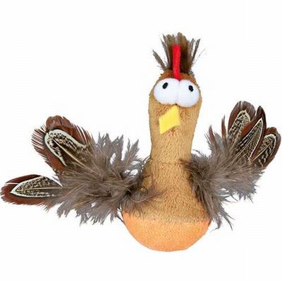 Trixie Catnip Plush Feathered Chicken Wobble Toy 10 cm