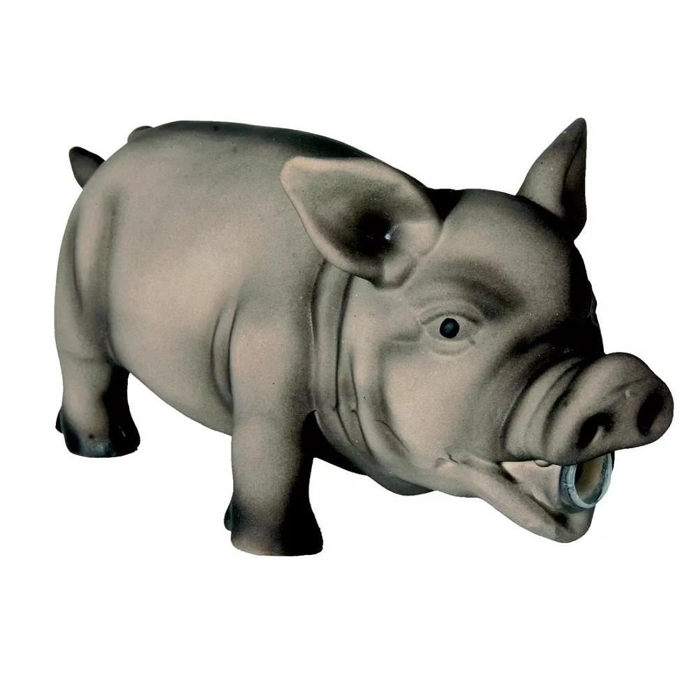 Trixie Squeaky Pig Dog Toy Durable Play Companion 21cm Grey