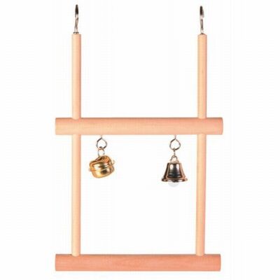 Trixie Wooden Double Bird Perch with Bell 12x20 cm