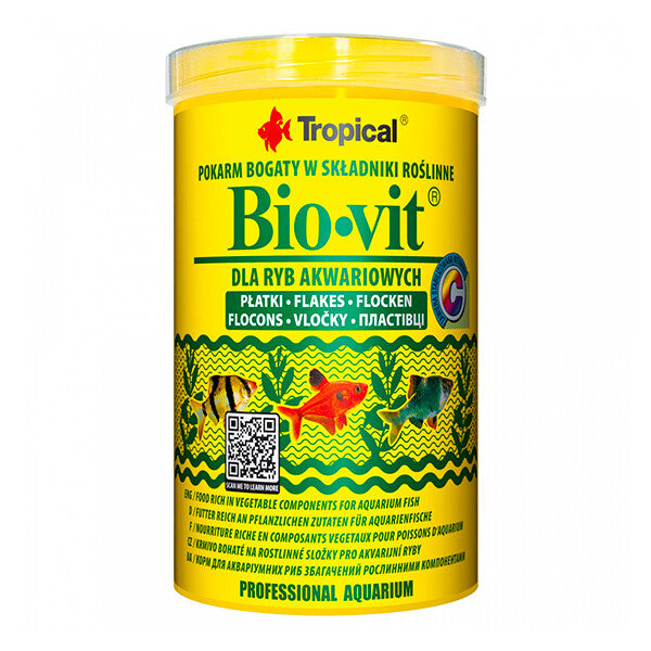 Tropical Bio-Vit Herbivorous Fish Flake Food 20g