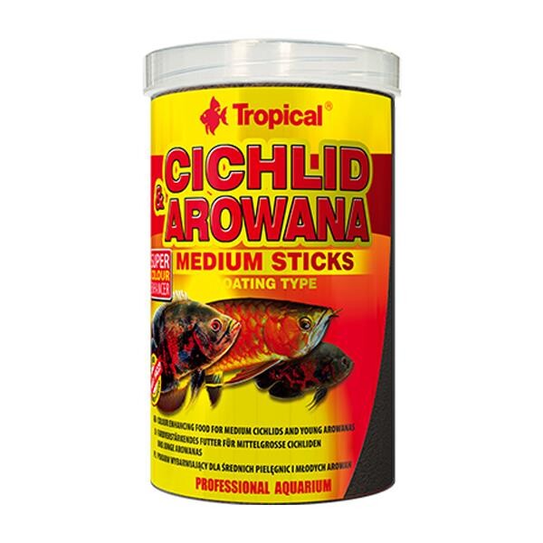 Tropical Cichlid & Arowana Medium Sticks Color Enhancing Feed 360g