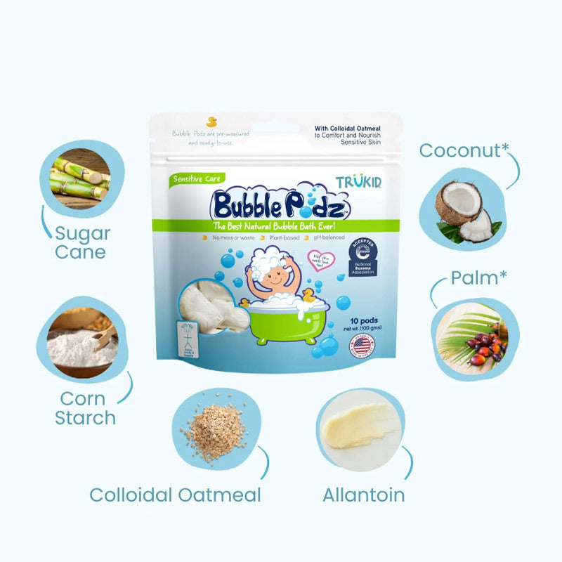 TruKid Bubble Podz Fragrance Free Bath Foam 10 Count