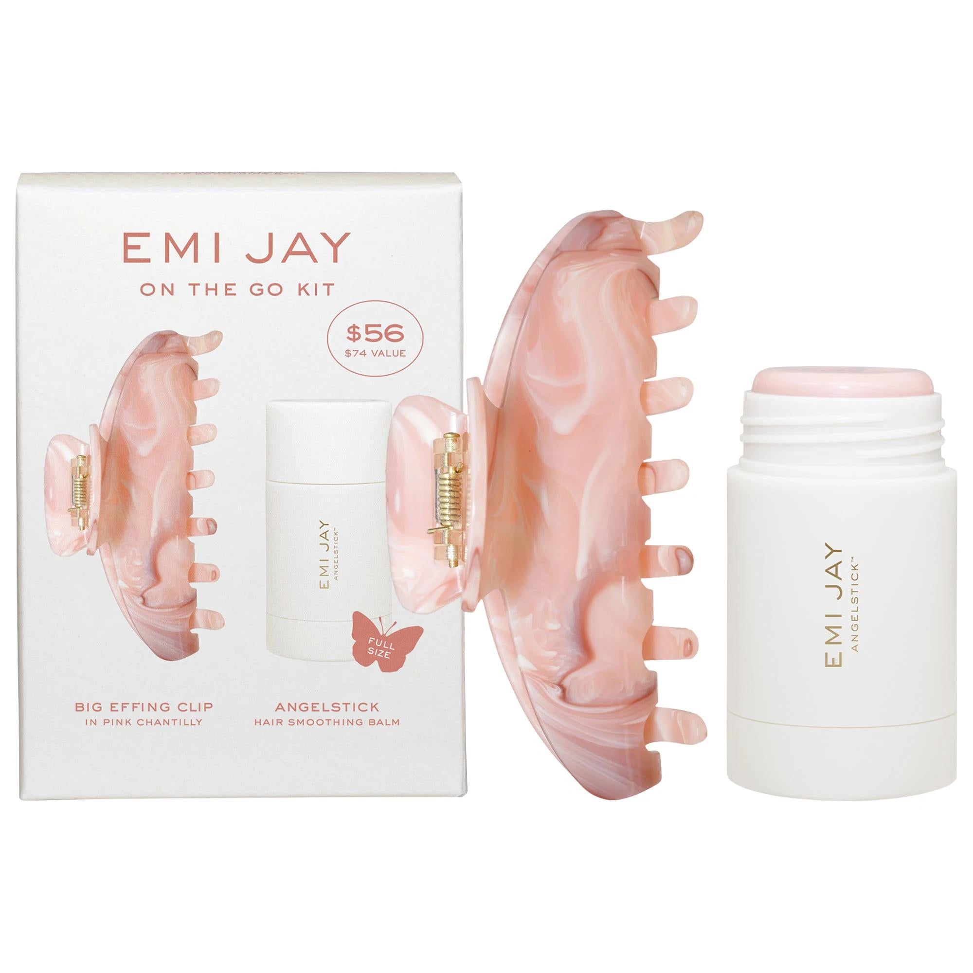 Emi Jay Angelstick & Big Effing Clip® Hair Styling Set: Tame Flyaways, Sleek Styles, Vegan, Cruelty-Free, Portable Hair Smoothing Wax Stick Emi Jay Angelstick: Vegan Hair Smoothing & Flyaway Tamer hair smoothing stick, flyaway tamer, hair styling set, vegan hair product, cruelty-free hair care, portable hair styling, hair clip, sleek hairstyle, hair styling wax stick, Big Effing Clip, hair, hair styling, hair care, frizz control, smooth hair, polished look, vegan, cruelty-free, portable, travel, haircare, h