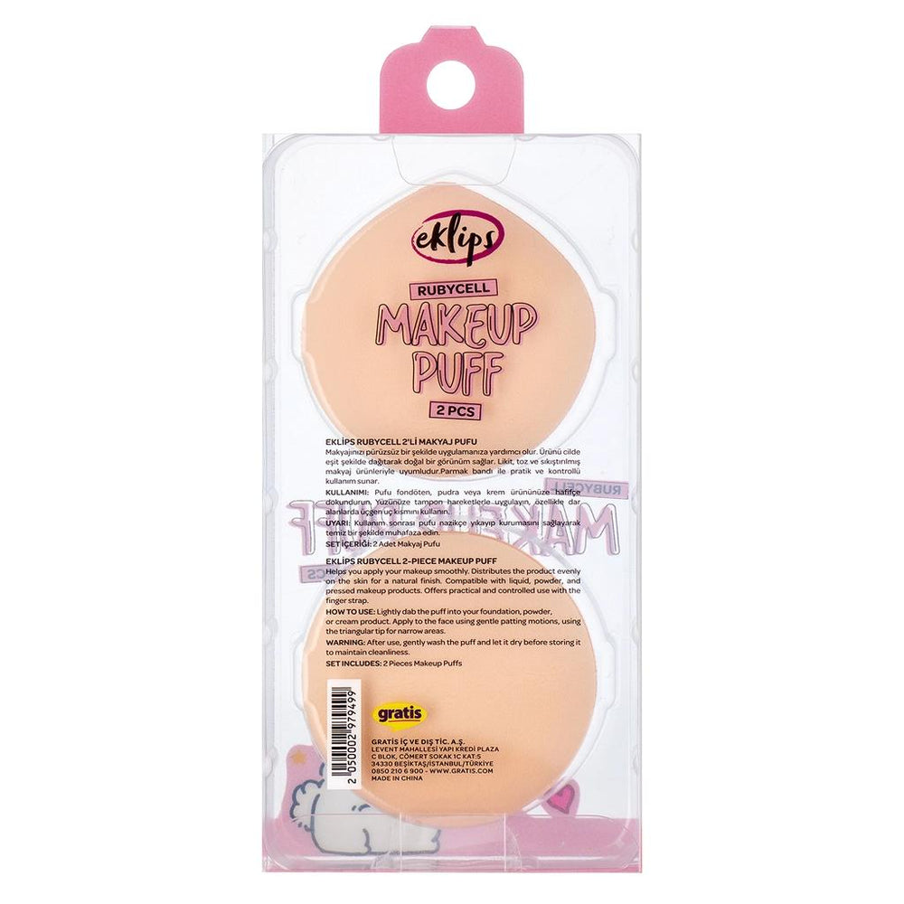 Eklips Rubycell Makeup Puff Set for Smooth Application 2-Pack