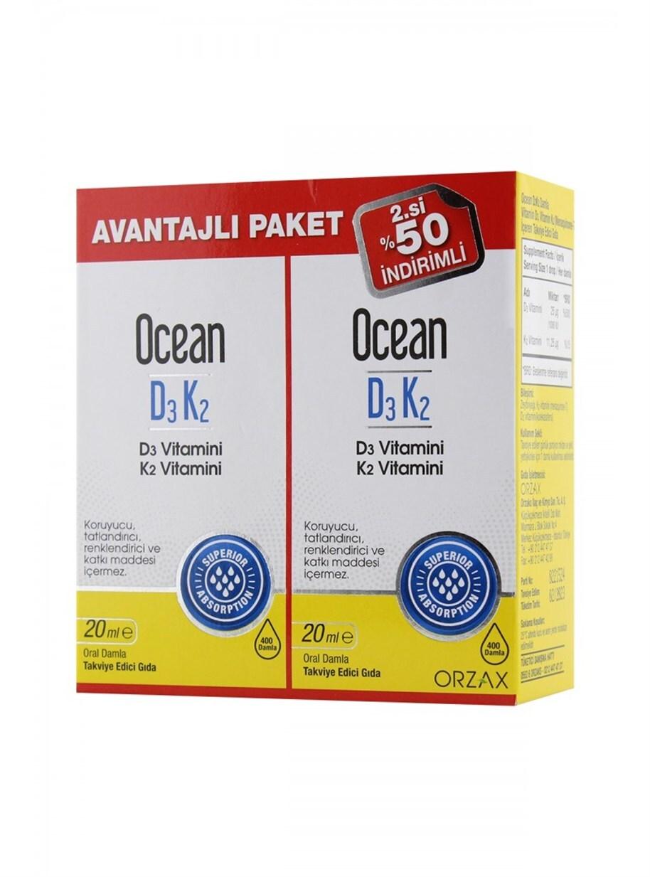 Ocean Vitamin D3 Supplement D3K2 Drops 20ml - Liquid Vitamin D3 for Bone and Cardiovascular Health - Vitamin & Supplement