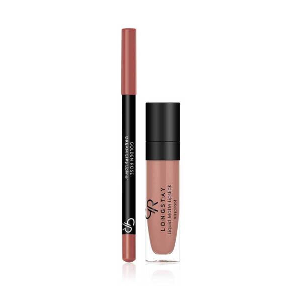 Golden Rose Matte Lipkit Warm Sable - Long-Lasting Liquid Lipstick & Lipliner Set - Lip Liner