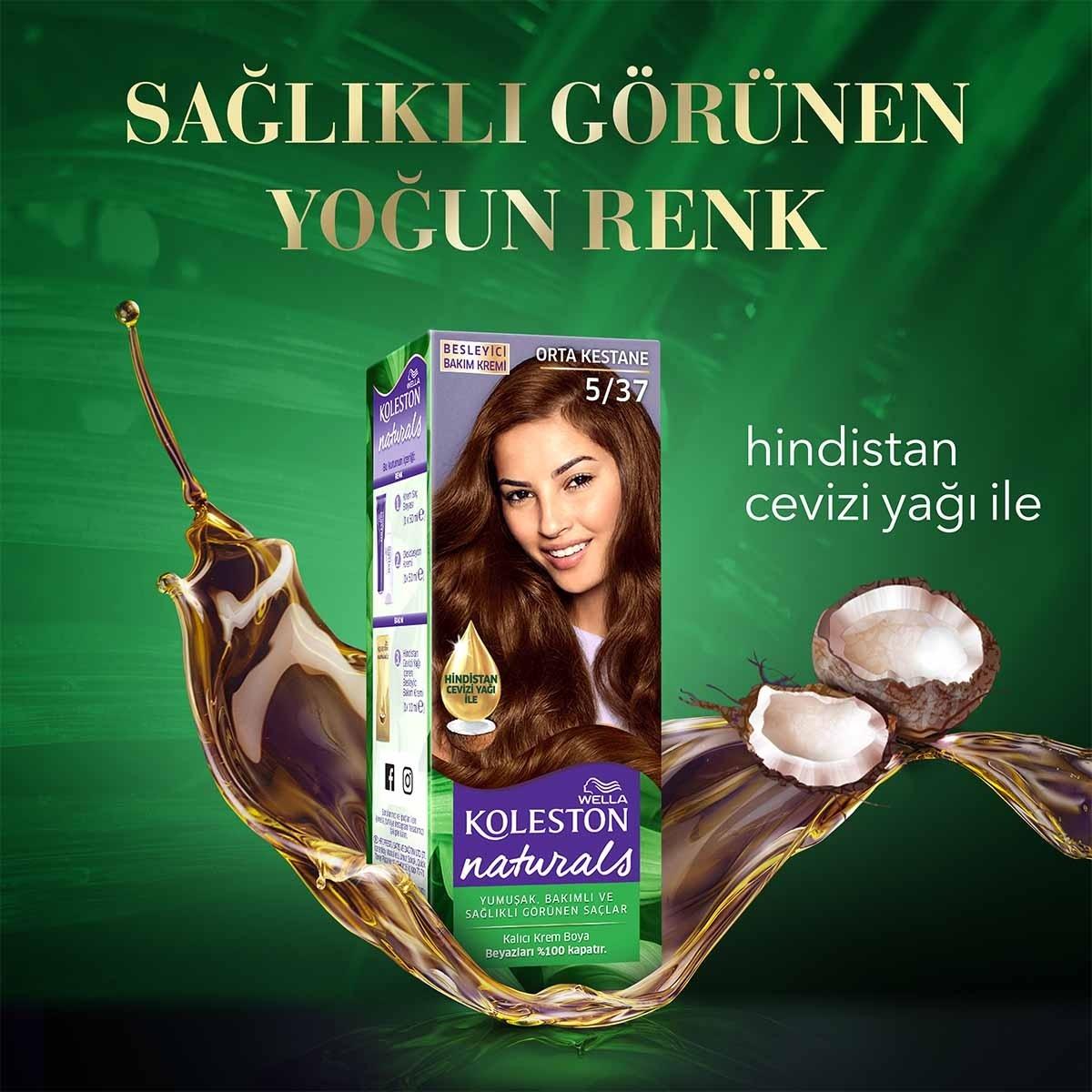 Wella Koleston Naturals Medium Chestnut 5/37 Hair Dye: Long Lasting Color & Gray Coverage with Nourishing Coconut Oil Wella Medium Brown Hair Dye: Gray Coverage & Coconut Oil hair dye, hair color, gray coverage hair dye, coconut oil hair dye, permanent hair color, medium brown hair dye, at home hair color, hair coloring kit, hair coloring, hair color cream, long lasting hair dye, natural hair dye, hair dye for women, hair dye for men, coconut oil, hair care, beauty, personal care, hair treatment, gray hair 