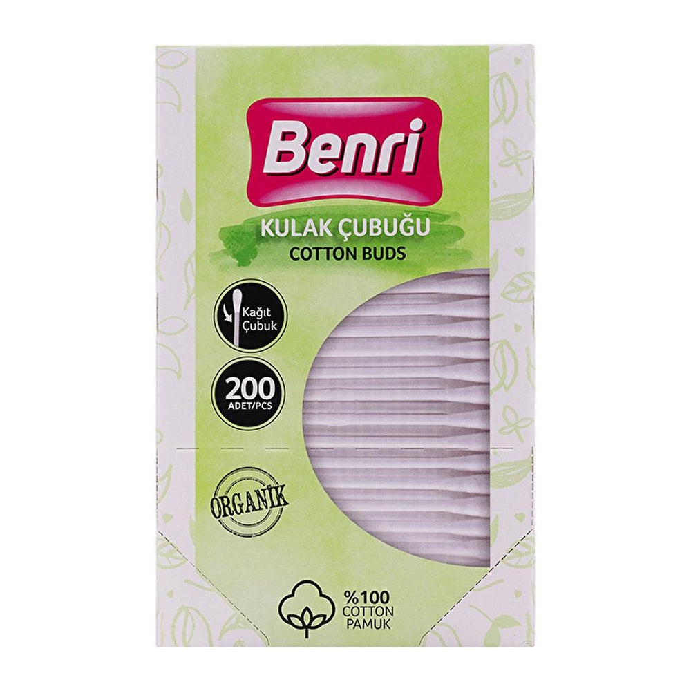 Benri Organic Cotton Buds for Gentle Daily Care 200 Count
