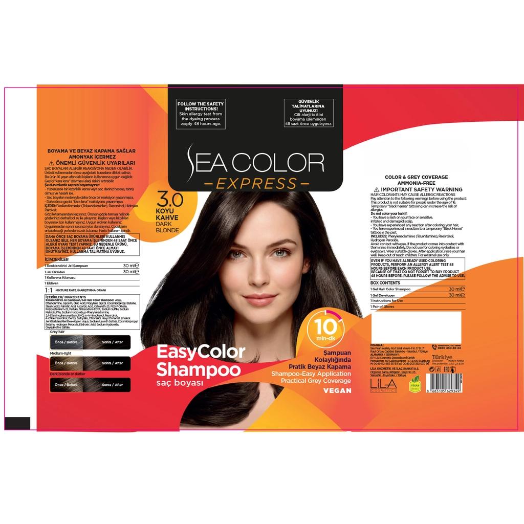 Sea Color Express Hair Dye Shampoo 3.0 Dark Brown