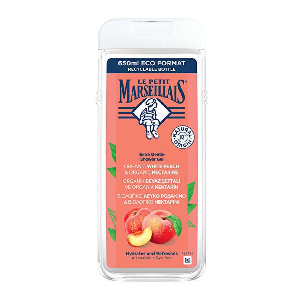 Le Petit Marseillais White Peach & Nectarine Shower Gel - Gentle & Moisturizing for the Whole Family - Shower Gel