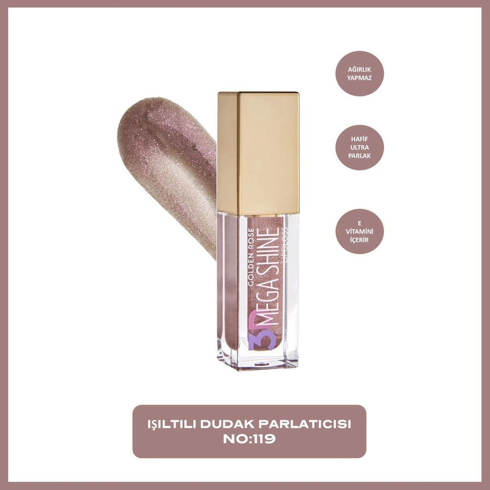 Golden Rose 3D Mega Shine Lipgloss in Shade 119 for High Shine