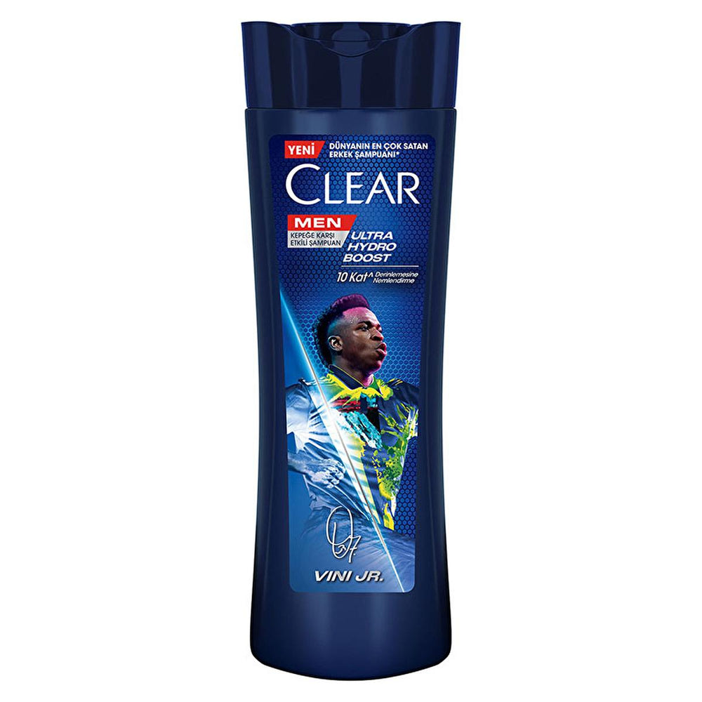 Clear Men Vin’cius Jœnior Anti-Dandruff Shampoo: Ultra Hydro Boost for Men - 10x Deeply Moisturizing, Eucalyptus & Cedarwood, Fight Dry Scalp & Flakes - image 3