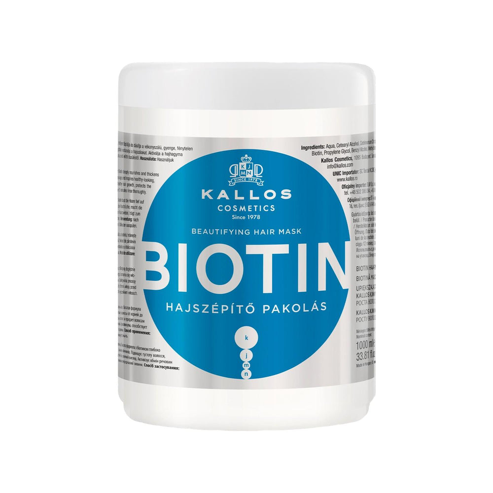 Kallos Cosmetics Biotin Beautifying Hair Care Mask - Nourishing, Protective, 1000ml Kallos Biotin Hair Mask - Nourishing & Protective Biotin Hair Mask, Hair Care Products, Nourishing Hair Treatment, Protective Hair Mask, Kallos Cosmetics, Hair Care, Biotin-enriched, Nourishing, Protective, Large Capacity, Value for Money, Hair Growth, Hair Repair, Moisturizing, Dry Hair, Damaged Hair, Hair Care Routine, Beauty Products, Cosmetic Hair Care