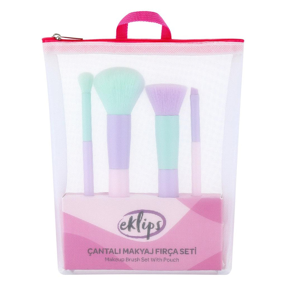 Eklips 4-Piece Makeup Brush Set with Travel Pouch