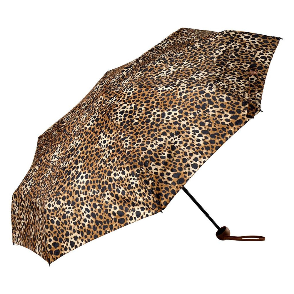 Eklips Mini Manual Leopard Print Umbrella - Compact Travel Size
