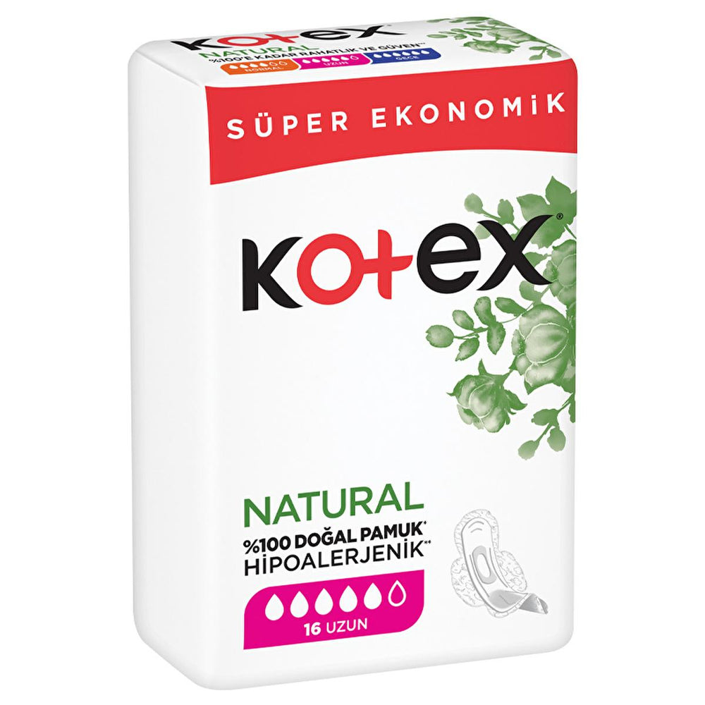 Kotex Natural Ultra Quadro Sanitary Pads - Hypoallergenic, Chemical-Free, Eco-Friendly Menstrual - Hygiene Products