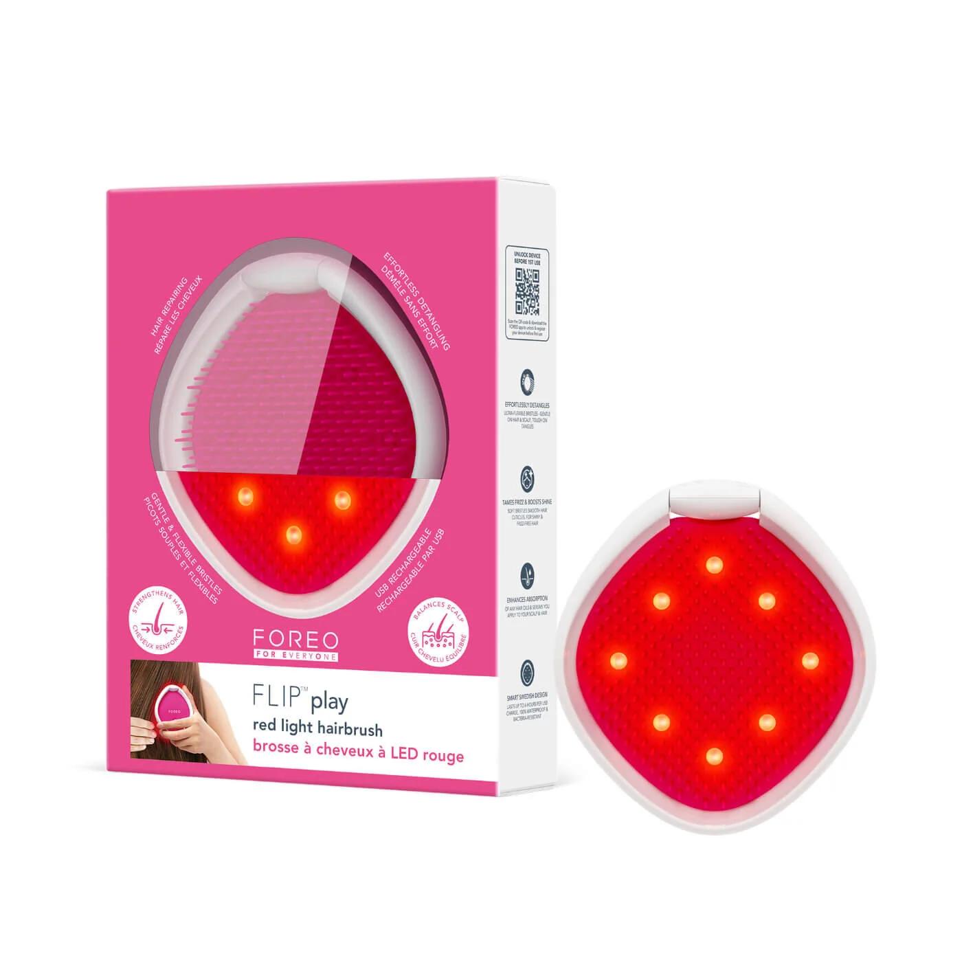 Foreo Flip Play Red Light Hair Brush in Cherry Up 1 Count