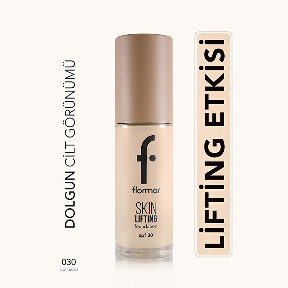 lifting foundation product image, flormar lifting foundation swatch, flormar lifting foundation application Flormar Lifting Foundation 030 Soft Ivory - Anti-Aging Formula for Women | 1.01 fl. oz. Flormar Lifting Foundation - Soft Ivory SPF 30 flormar, lifting-foundation, anti-aging, foundation, makeup, sp30, women, makeup-users, cream-texture, ai-generated