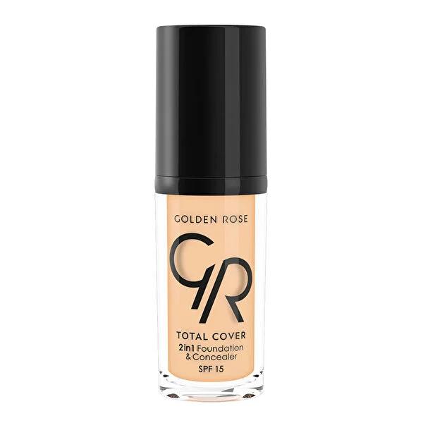 Golden Rose Total Cover 2in1 Foundation & Concealer - High Coverage, Oil-Free Makeup with SPF 15 Golden Rose 2in1 Foundation & Concealer - High Coverage, Oil-Free Foundation and Concealer, 2-in-1 Makeup, High Coverage Foundation, Oil-Free Makeup, SPF 15 Cosmetics, Golden Rose, Makeup Essentials, Flawless Coverage, Skincare Benefits, Daily Makeup, Natural Look, Cosmetic Products