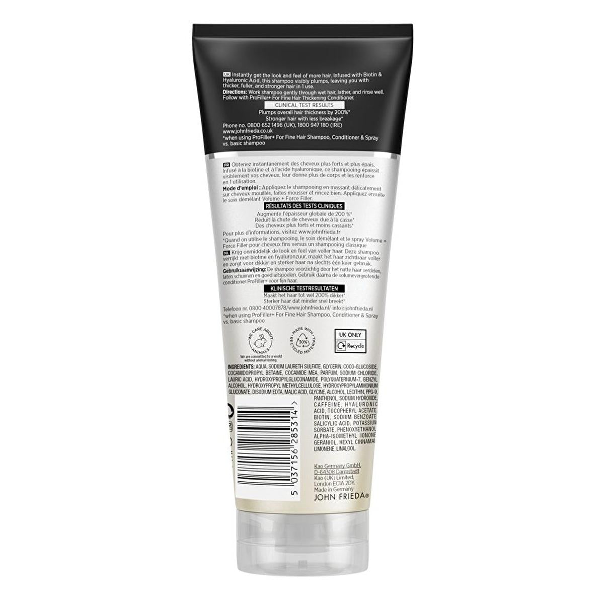 John Frieda Profiller Thickening Shampoo - Volumizing, Biotin & Hyaluronic Acid, 8.45 fl oz John Frieda Profiller Thickening Shampoo - 8.45 fl oz thickening shampoo, volumizing shampoo for fine hair, biotin shampoo, hyaluronic acid hair care, vegan hair care products, silicone-free shampoo, John Frieda Profiller Shampoo, hair care, hair volumizer, fine hair, thin hair, cruelty-free, natural hair care