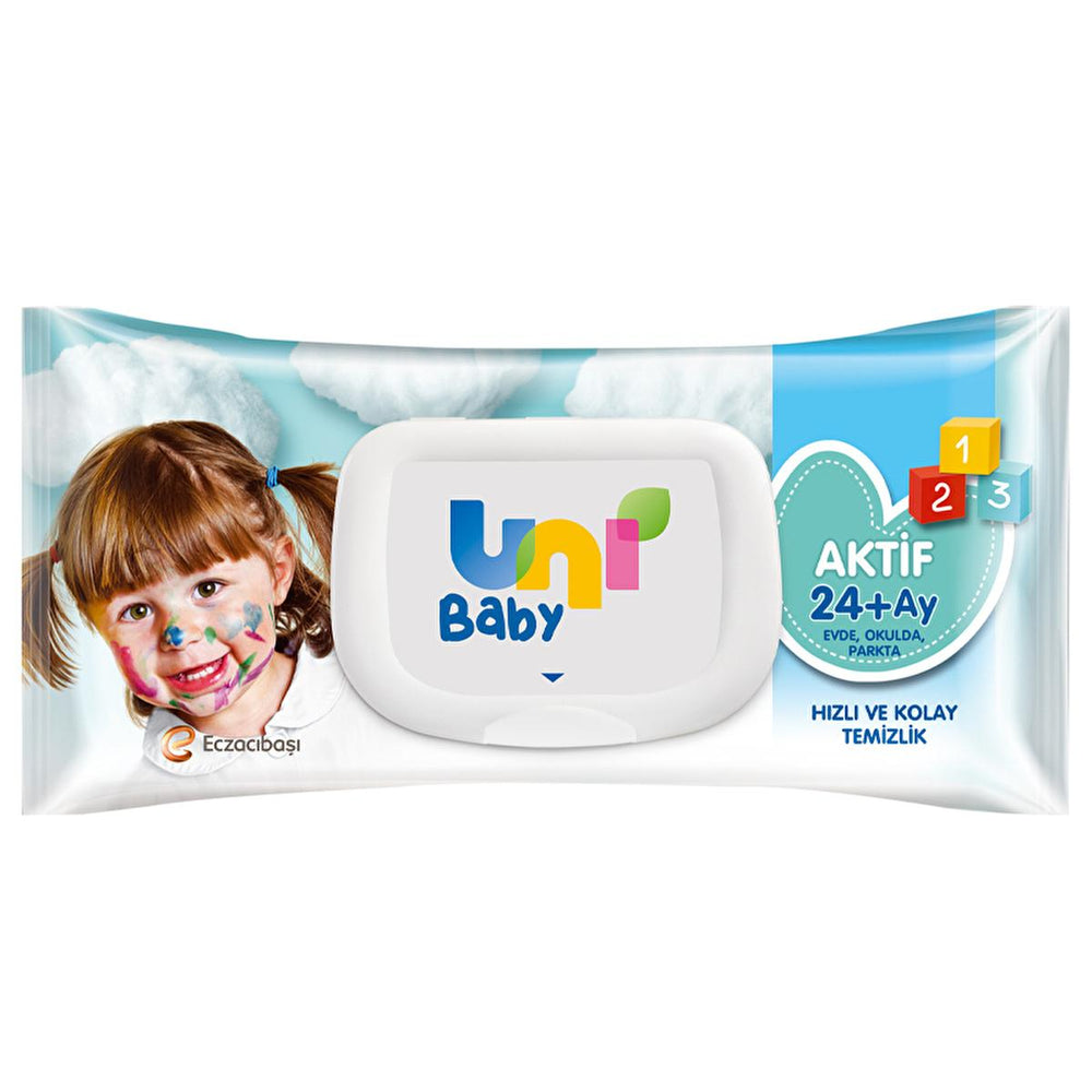 Uni Baby Aktif Baby Wipes - 72 Count - Hypoallergenic & Alcohol-Free for Toddlers - Baby Care