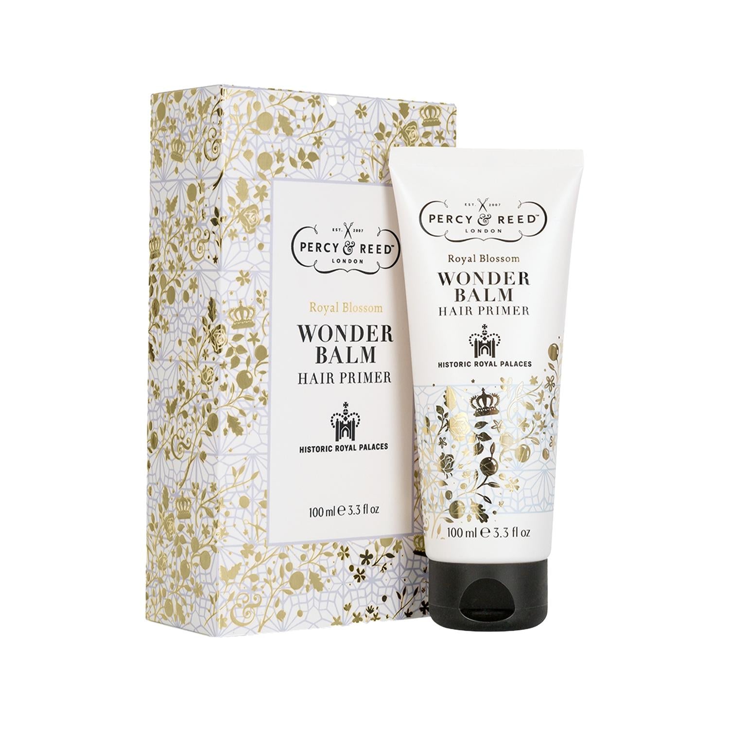 Percy & Reed Royal Blossom Hair Balm: Floral Scented Hair Care & Styling for Shine & Manageability - 100 ml Percy & Reed Royal Blossom Hair Balm - Floral Hair Care & Styling hair balm, hair care, hair styling balm, floral hair balm, Royal Blossom hair product, hair conditioning balm, Percy & Reed, hair styling, floral scent, blossom, royal, manageability, shine, smooth hair, hair treatment, leave in conditioner, frizz control, dry hair, women's hair care, beauty, personal care, hair fragrance, conditioning 