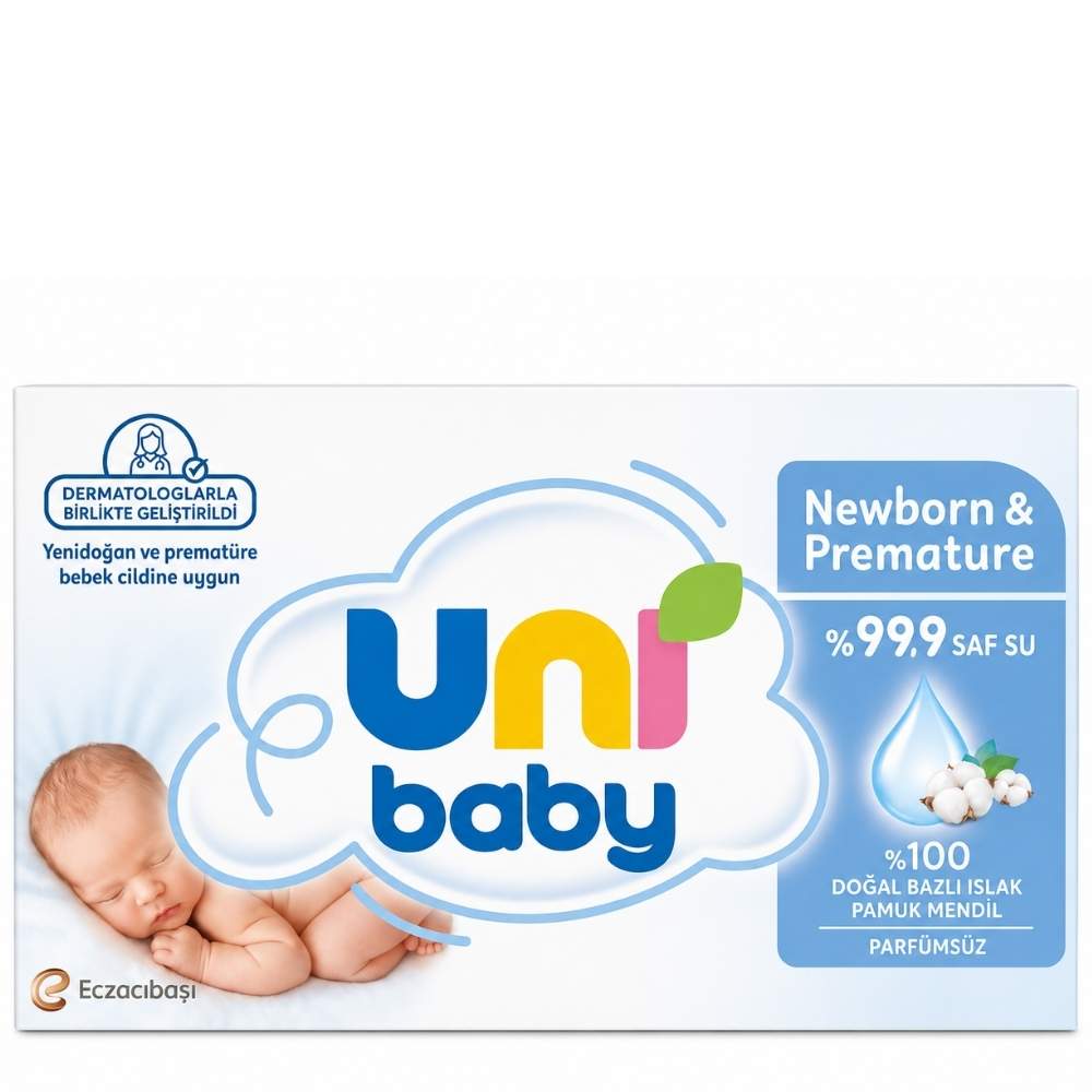 Uni Baby Newborn & Premature Wipes for Sensitive Skin 3x40