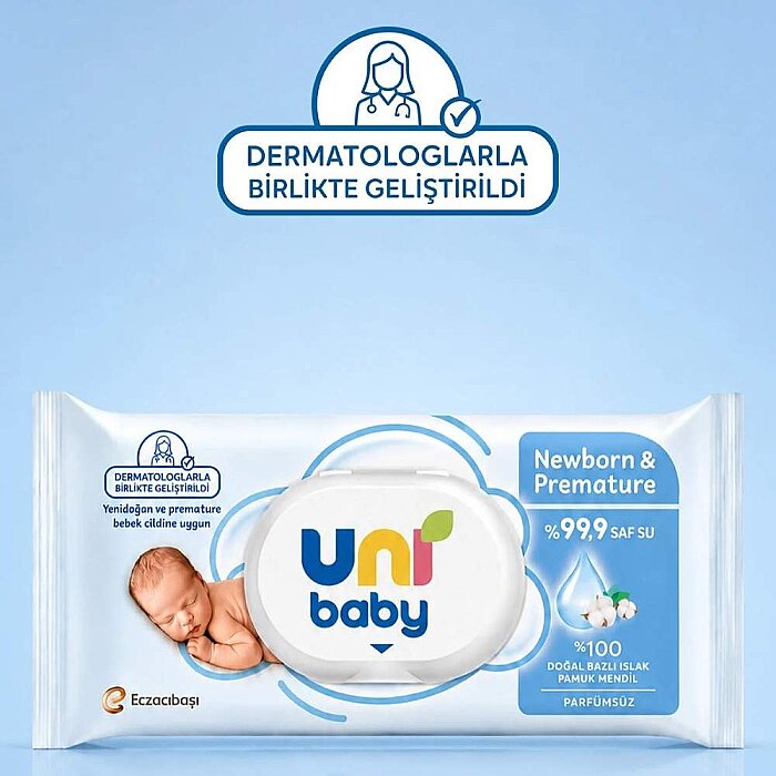 Uni Baby Newborn & Premature Wet Wipes for Sensitive Skin 40 Count