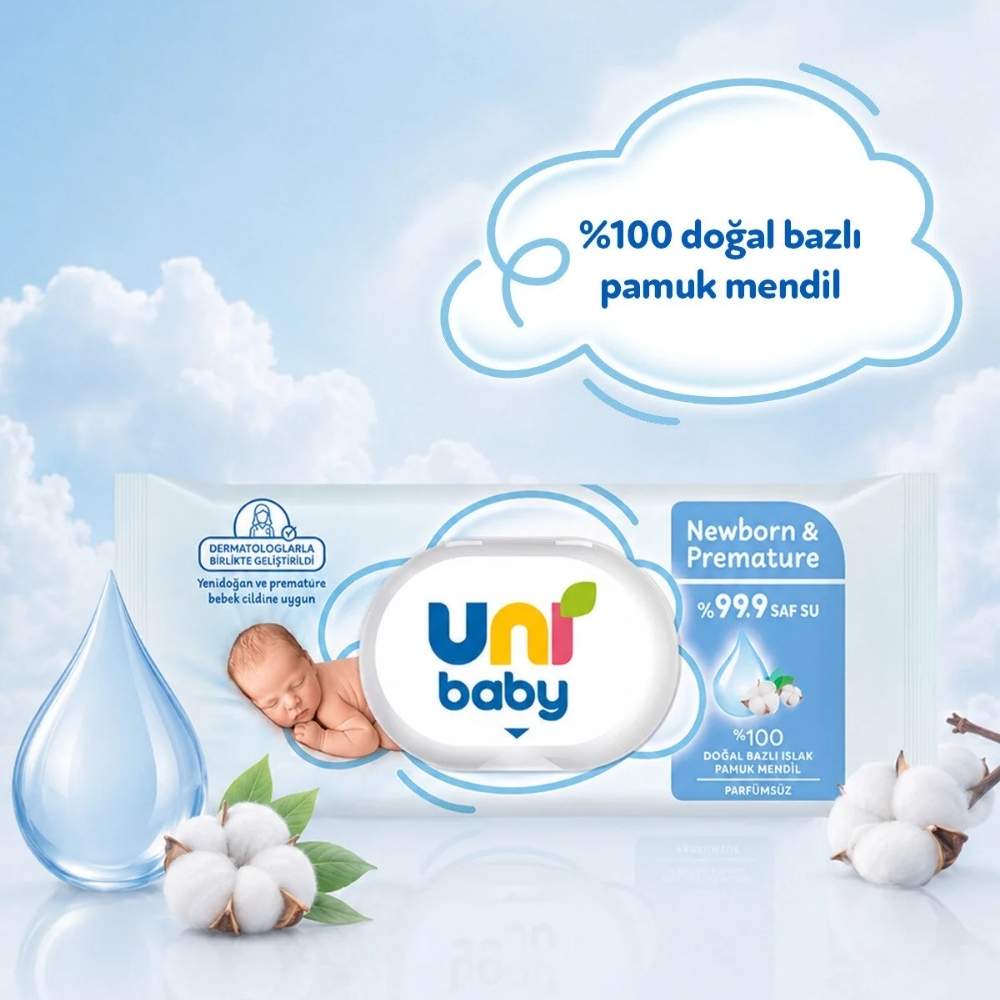 Uni Baby Newborn &amp; Premature Wet Wipes for Sensitive Skin 40 Count