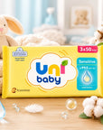 Uni Baby Sensitive Wet Wipes for Gentle Cleaning 3x50 Pack