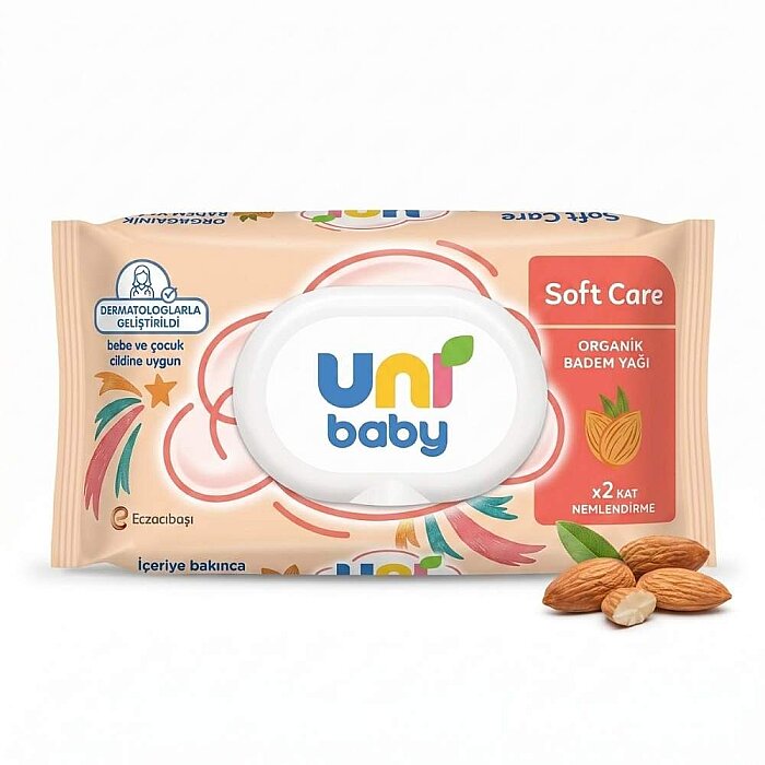 Uni Baby Soft Care Almond Oil Baby Wipes 90 Count