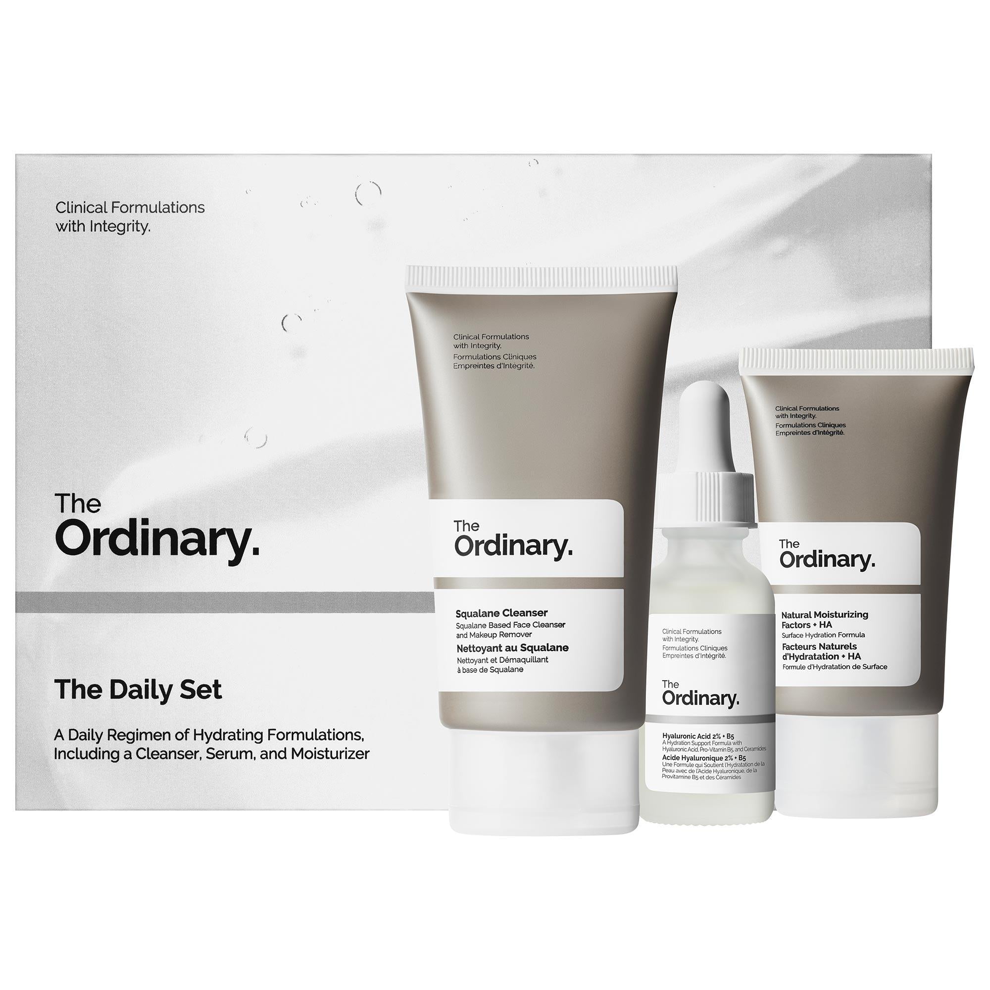 The Ordinary: The Daily Set - Hyaluronic Acid 2% + B5 Hydrating Serum, Vegan &amp; Cruelty-Free Skincare Set for Dry Skin The Ordinary Skincare Set - Hyaluronic Acid Hydrating Serum Hyaluronic Acid Serum, Skincare Set, Hydrating Serum, Vegan Skincare, Cruelty-Free Skincare, Dry Skin Routine, Squalane Cleanser, Natural Moisturizing Factors, Daily Skincare Routine, Hydrating Skincare Set, vegan beauty, cruelty-free beauty, dry skin, dehydrated skin, skincare routine, hydration, moisture barrier, paraben-free, sul