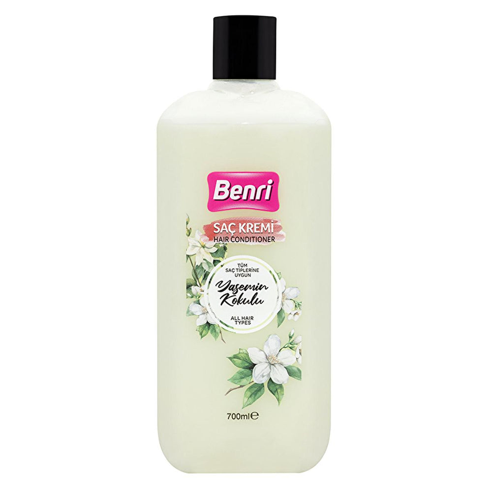 Benri Jasmine Scented Hair Conditioner - 700ml for Soft, Shiny, and Easily Styled Hair - Nourishing & Moisturizing Hair Care Benri Jasmine Hair Conditioner - Soft & Shiny Hair jasmine hair conditioner, hair conditioner, hair care product, shiny hair, soft hair, hair styling aid, Benri hair conditioner, hair moisturizer, perfumed hair conditioner, fragrant hair conditioner, hair care, hair treatment, jasmine scent, hair nourishment, hair shine, frizz control, easy hair styling, women's hair care, complete ha